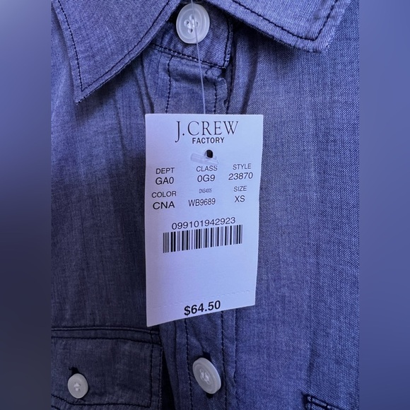 J Crew Shirt Womens Sz S Blue 100% Cotton Chambray Button Up Roll Tab Sleeve - Picture 6 of 16